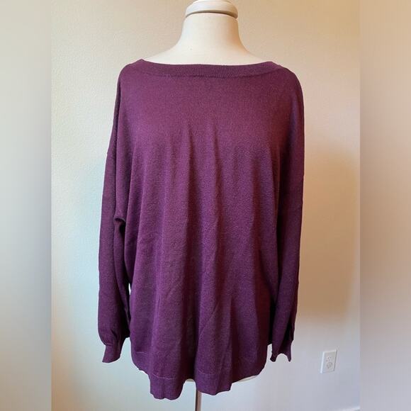 Roaman's NWOT Glam Occasion Open Back Purple Metallic Fleck Long Knit Sweater 1X - Picture 3 of 10